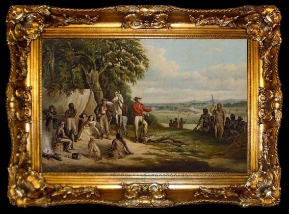framed  unknow artist The first settlers discover Buckley, ta009-2